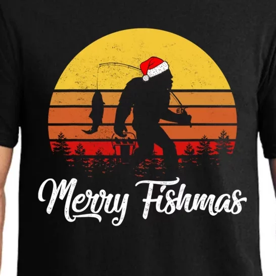 Merry Fishmas Bigfoot Fish Fishing Fisher Christmas Xmas Gift Pajama Set