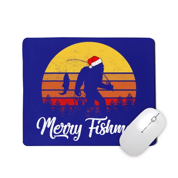 Merry Fishmas Bigfoot Fish Fishing Fisher Christmas Xmas Gift Mousepad