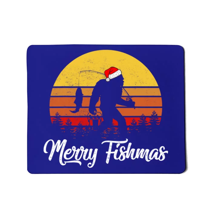 Merry Fishmas Bigfoot Fish Fishing Fisher Christmas Xmas Gift Mousepad