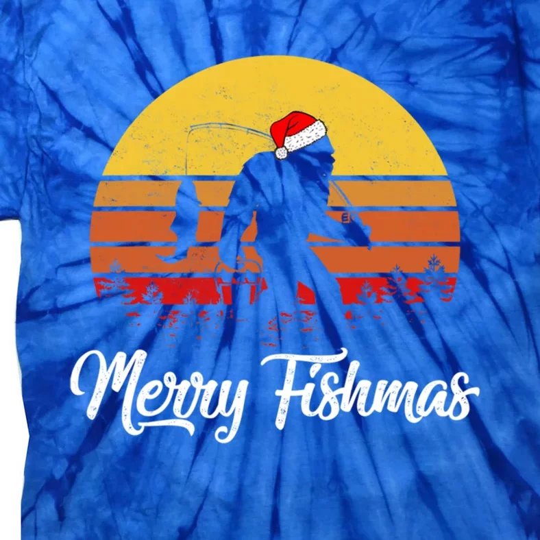 Merry Fishmas Bigfoot Fish Fishing Fisher Christmas Xmas Gift Tie-Dye T-Shirt