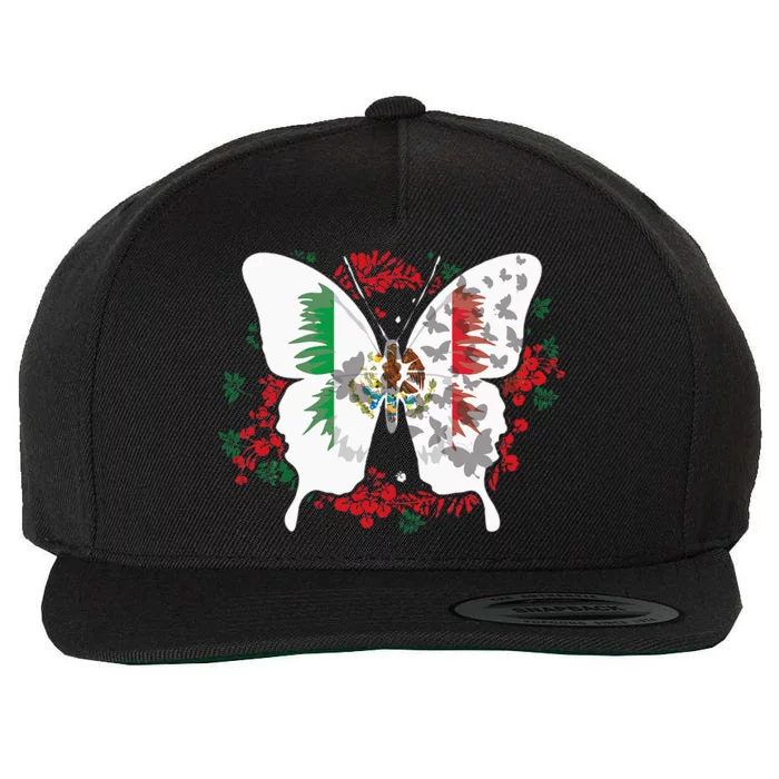 Mexican Flag Butterfly Mexicans Wool Snapback Cap