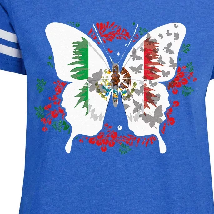 Mexican Flag Butterfly Mexicans Enza Ladies Jersey Football T-Shirt