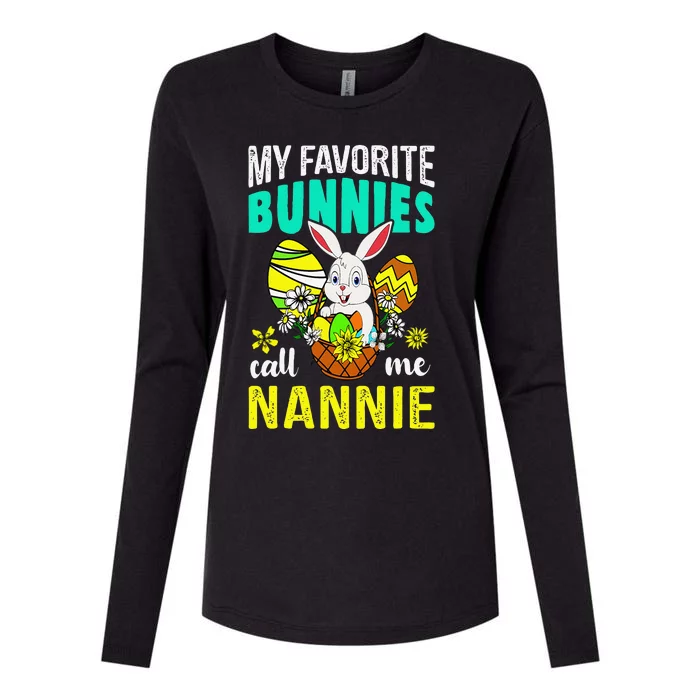 My Favorite Bunnies Call Me Nannie Happy Easter Day Womens Cotton Relaxed Long Sleeve T-Shirt