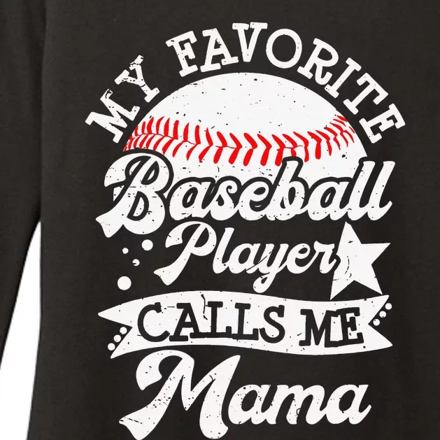 My Favorite Baseball Player Calls Me Mama Baseball Mom Womens CVC Long Sleeve Shirt