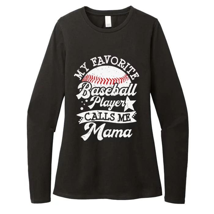 My Favorite Baseball Player Calls Me Mama Baseball Mom Womens CVC Long Sleeve Shirt