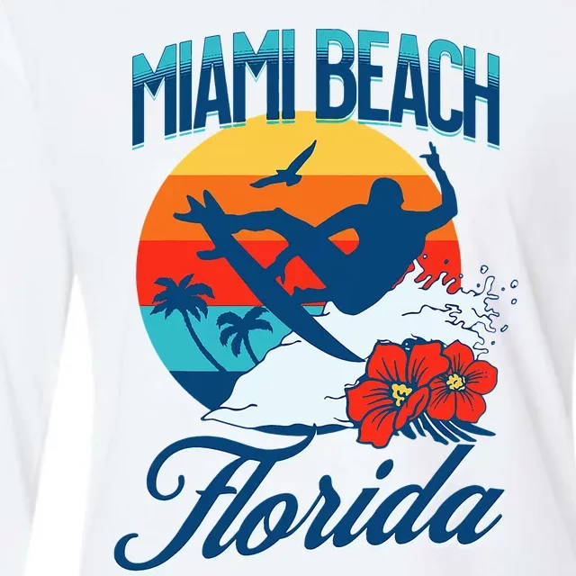 Miami Florida Beach Surf Summer Vacation Womens Cotton Relaxed Long Sleeve T-Shirt