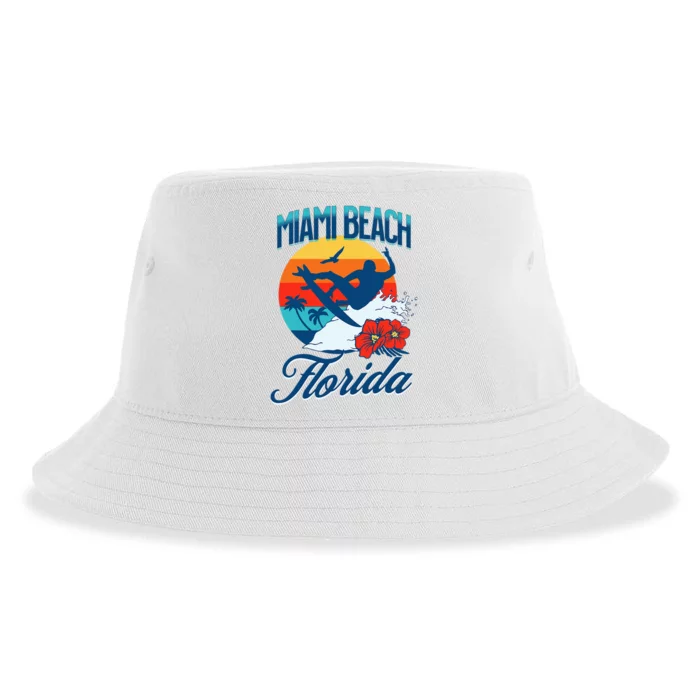 Miami Florida Beach Surf Summer Vacation Sustainable Bucket Hat