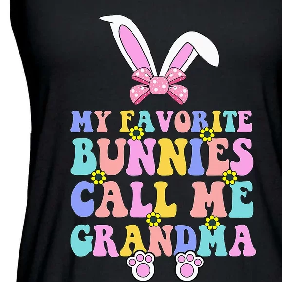 My Favorite Bunnies Call Me Grandma Easter Day Ladies Essential Flowy Tank