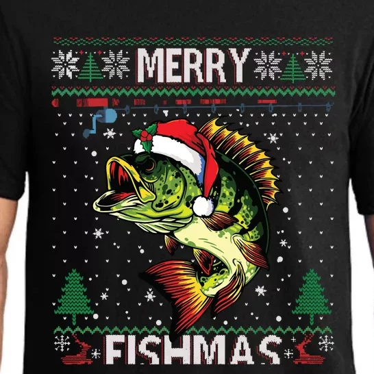 Merry Fishmas Bass Fish Fishing Christmas Ugly Sweater Xmas Pajama Set