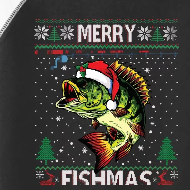 Merry Fishmas Bass Fish Fishing Christmas Ugly Sweater Xmas Toddler Fine Jersey T-Shirt