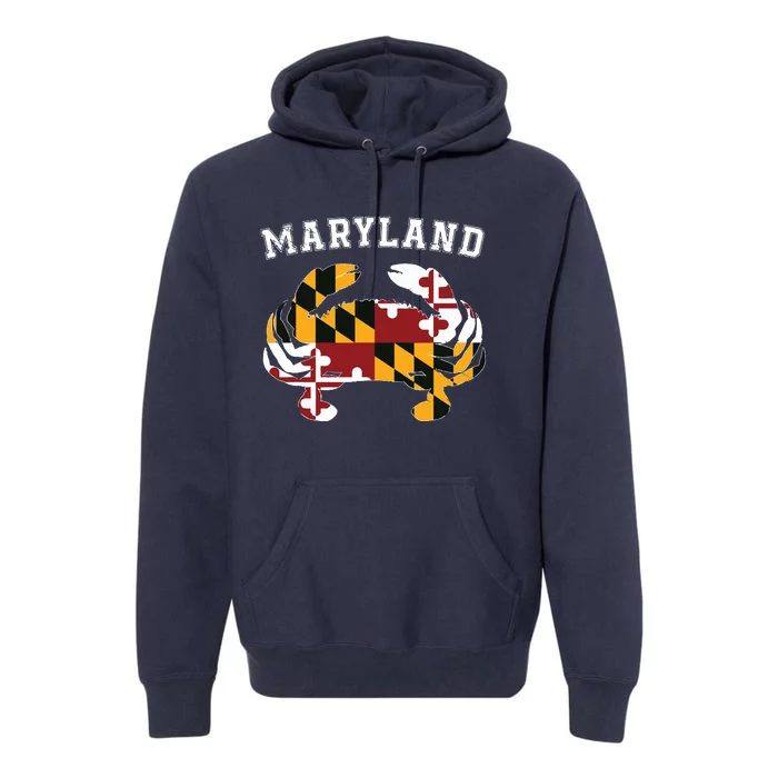 Maryland Flag Blue Crab T State Pride Retro Premium Hoodie