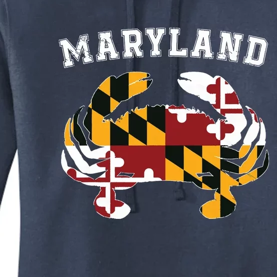 Maryland Flag Blue Crab T State Pride Retro Women's Pullover Hoodie