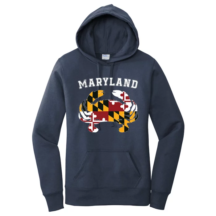 Maryland Flag Blue Crab T State Pride Retro Women's Pullover Hoodie