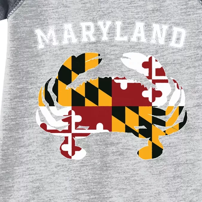 Maryland Flag Blue Crab T State Pride Retro Infant Baby Jersey Bodysuit