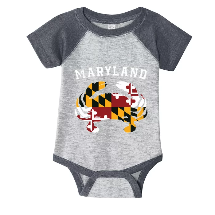 Maryland Flag Blue Crab T State Pride Retro Infant Baby Jersey Bodysuit