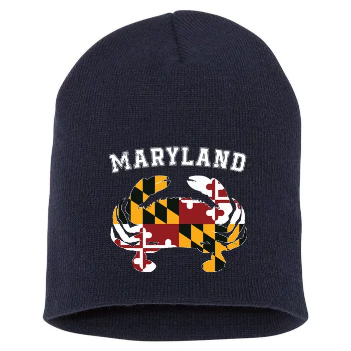 Maryland Flag Blue Crab T State Pride Retro Short Acrylic Beanie