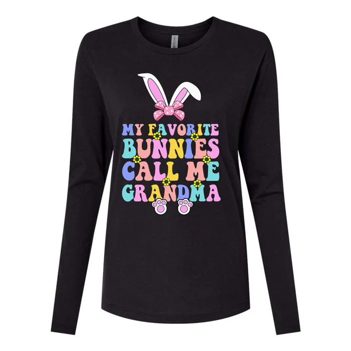 My Favorite Bunnies Call Me Grandma Easter Day Womens Cotton Relaxed Long Sleeve T-Shirt