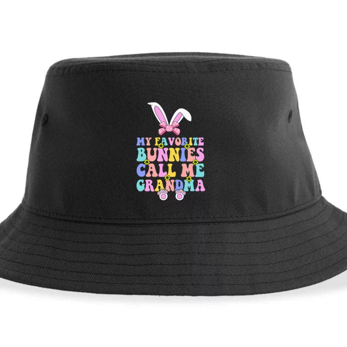 My Favorite Bunnies Call Me Grandma Easter Day Sustainable Bucket Hat