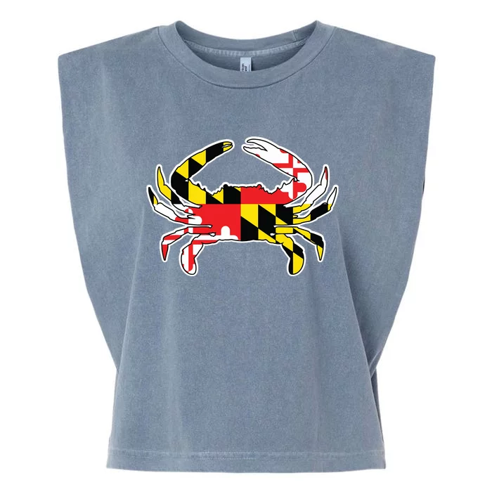 Maryland Flag Blue Crab Gift Garment-Dyed Women's Muscle Tee