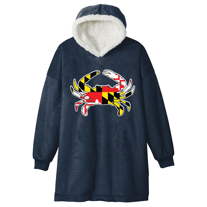 Maryland Flag Blue Crab Gift Hooded Wearable Blanket