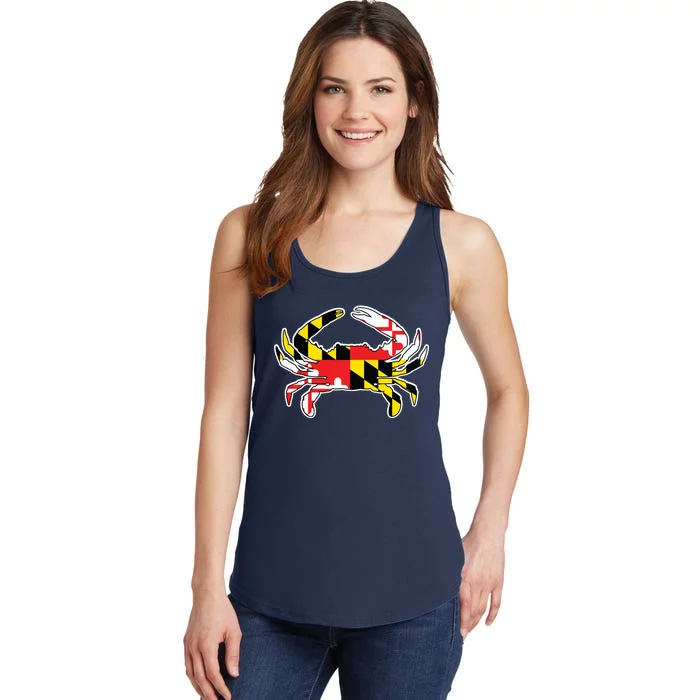 Maryland Flag Blue Crab Gift Ladies Essential Tank