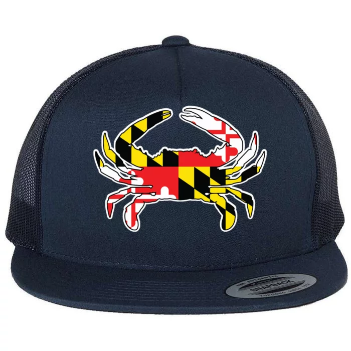 Maryland Flag Blue Crab Gift Flat Bill Trucker Hat