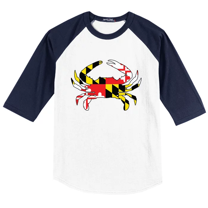 Maryland Flag Blue Crab Gift Baseball Sleeve Shirt