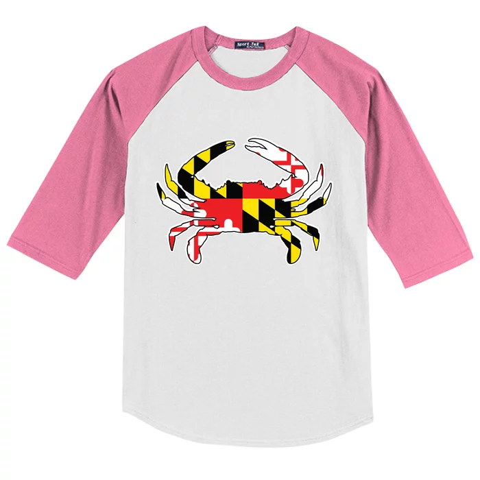 Maryland Flag Blue Crab Gift Kids Colorblock Raglan Jersey