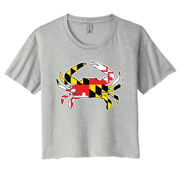 Maryland Flag Blue Crab Gift Women's Crop Top Tee