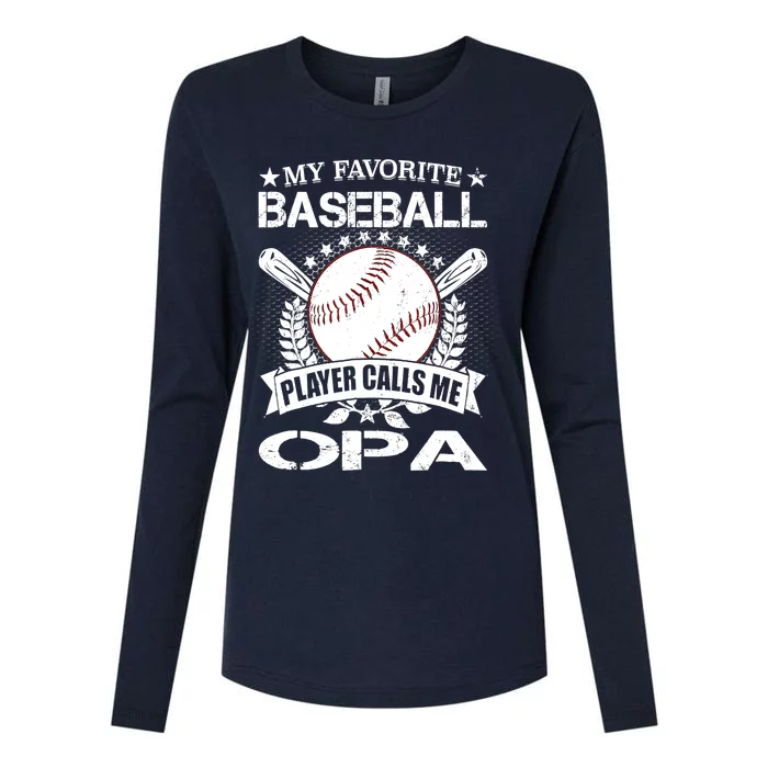 My Favorite Baseball Player Calls Me OPA American Flag Womens Cotton Relaxed Long Sleeve T-Shirt