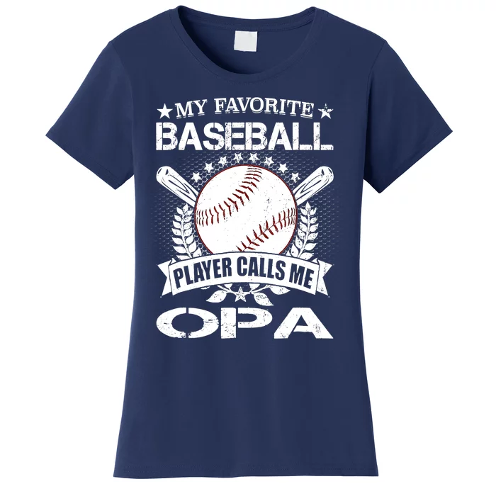 My Favorite Baseball Player Calls Me OPA American Flag Women's T-Shirt