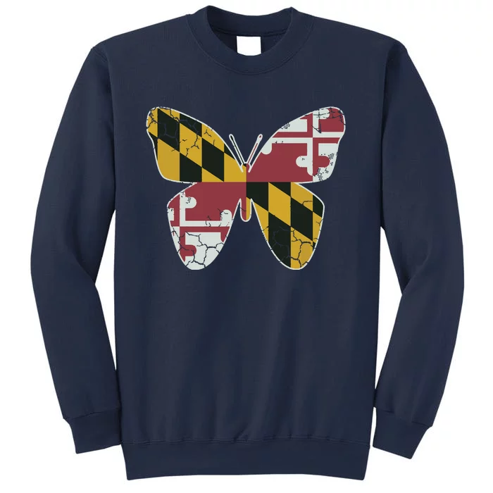 Maryland Flag Butterfly Home State Vintage Distressed Sweatshirt