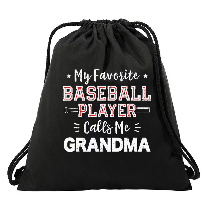 My Favorite Baseball Player Calls Me Grandma Baseball Drawstring Bag