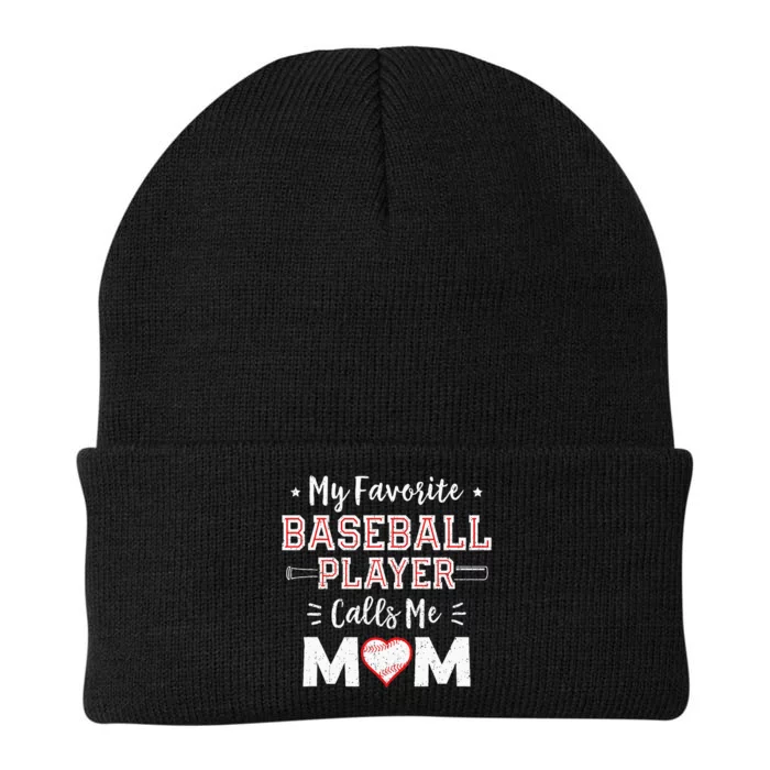 My Favorite Baseball Player Calls Me Mom Mom Baseball Knit Cap Winter Beanie