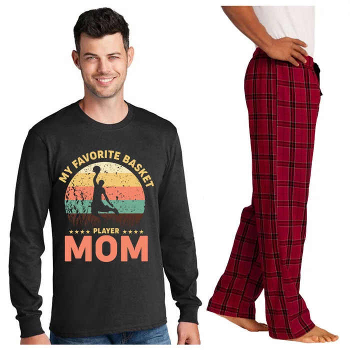 My Favorite Basket Player Mom Basketball Game Basketball Gift Long Sleeve Pajama Set