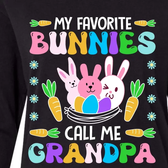 My Favorite Bunnies Call Me Grandpa Easter Day Matching Family Womens Cotton Relaxed Long Sleeve T-Shirt