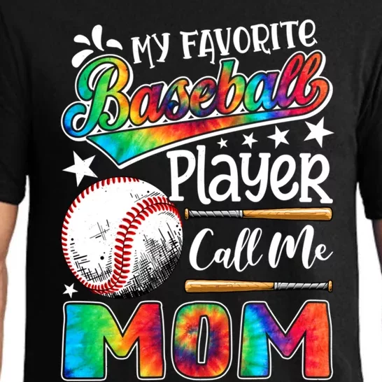 My Favorite Baseball Player Calls Me Mom Tie Dye Gift Pajama Set