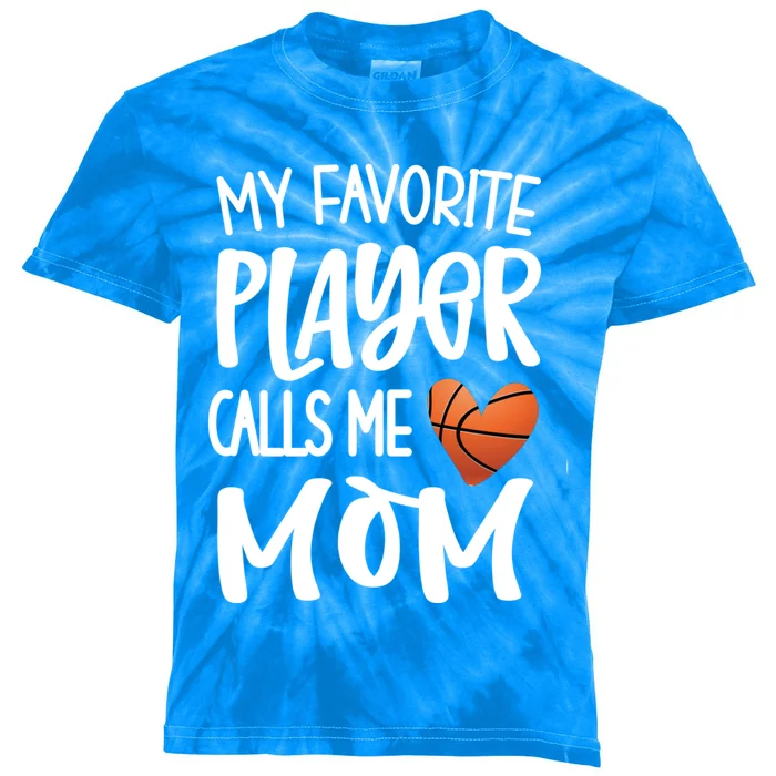 My Favorite Basketball Player Calls Me Mom Basketball Mom Cute Gift Kids Tie-Dye T-Shirt