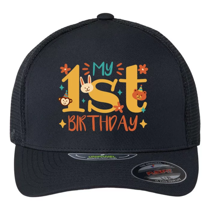 My First Birthday Animal Flexfit Unipanel Trucker Cap