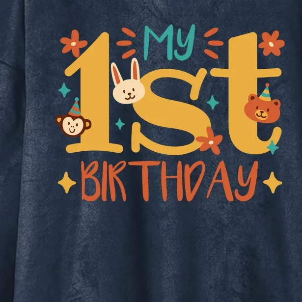 My First Birthday Animal Hooded Wearable Blanket