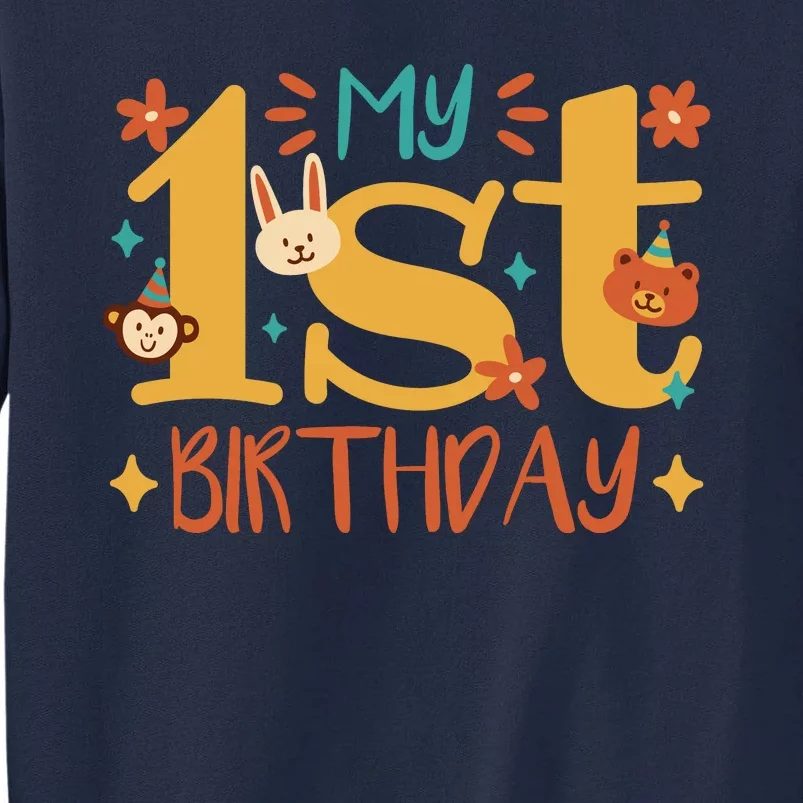 My First Birthday Animal Tall Sweatshirt