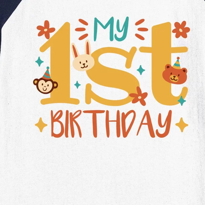 My First Birthday Animal Baseball Sleeve Shirt