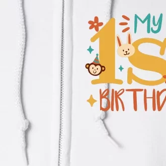 My First Birthday Animal Full Zip Hoodie