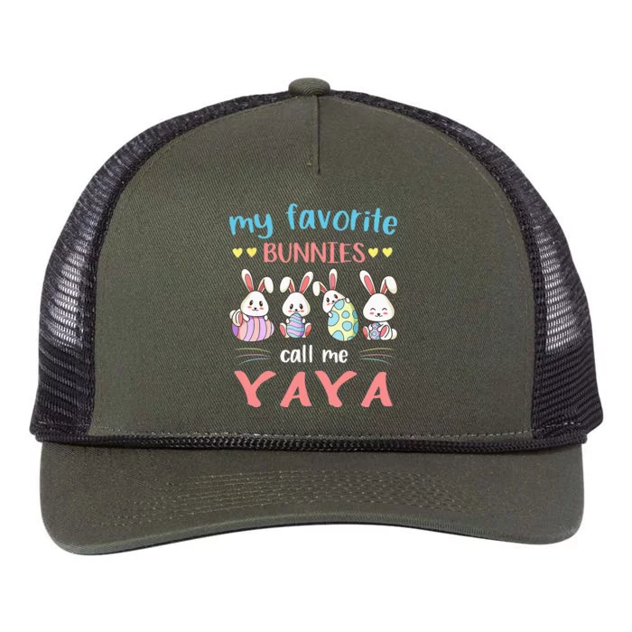 My Favorite Bunnies Call Me Yaya Bunny Eggs Hunting Retro Rope Trucker Hat Cap