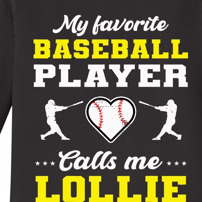 My Favorite Baseball Player Calls Me Lollie Mother's Day Baby Long Sleeve Bodysuit