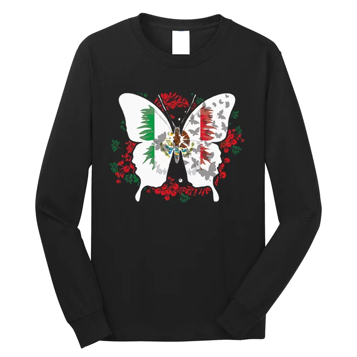 Mexican Flag Butterfly Mexicans Long Sleeve Shirt