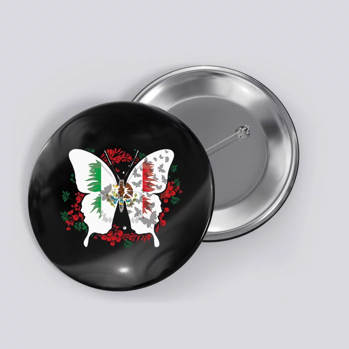 Mexican Flag Butterfly Mexicans Button