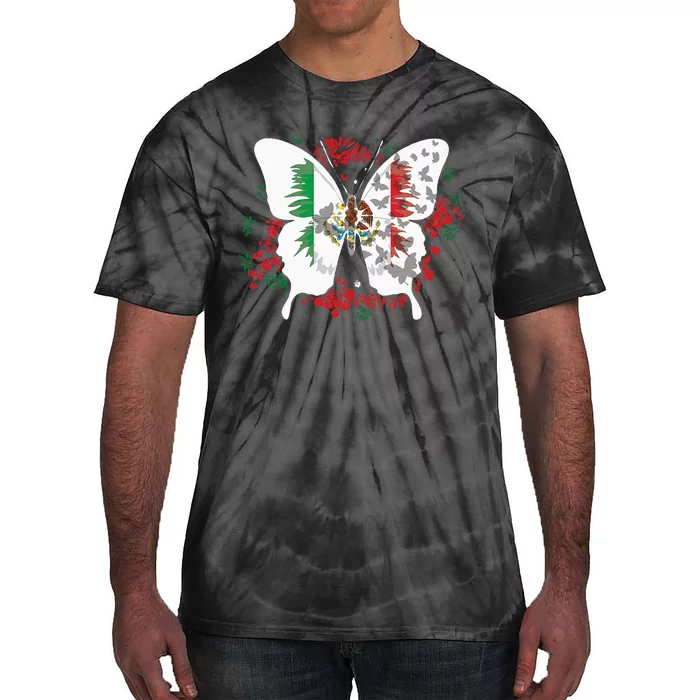 Mexican Flag Butterfly Mexicans Tie-Dye T-Shirt