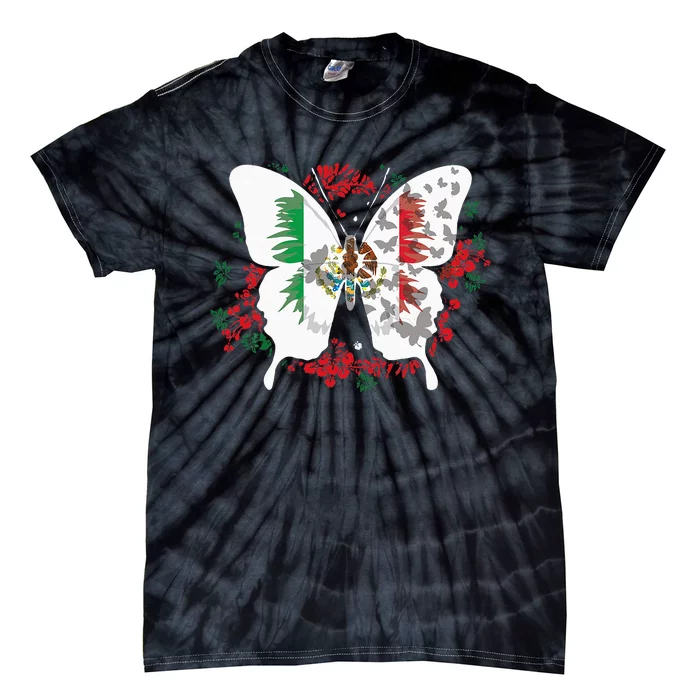 Mexican Flag Butterfly Mexicans Tie-Dye T-Shirt