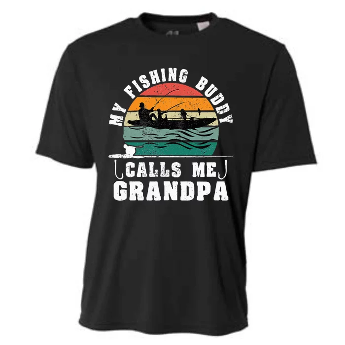 My Fishing Buddy Calls Me Grandpa Vintage Fishing Fisherman Cooling Performance Crew T-Shirt